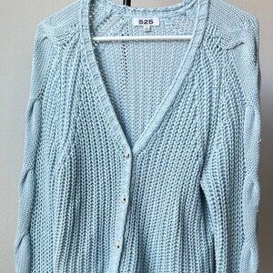 525 America Cable Knit button down Cardigan Cotton size S Blue